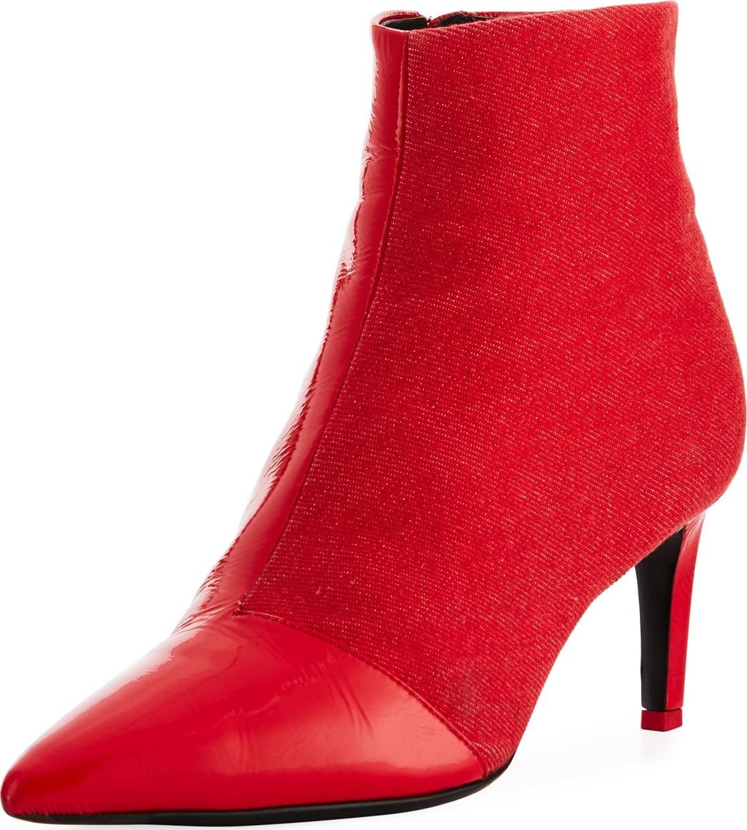 Rag & Bone Beha Mixed Leather & Suede Zip-Up Boot, Red