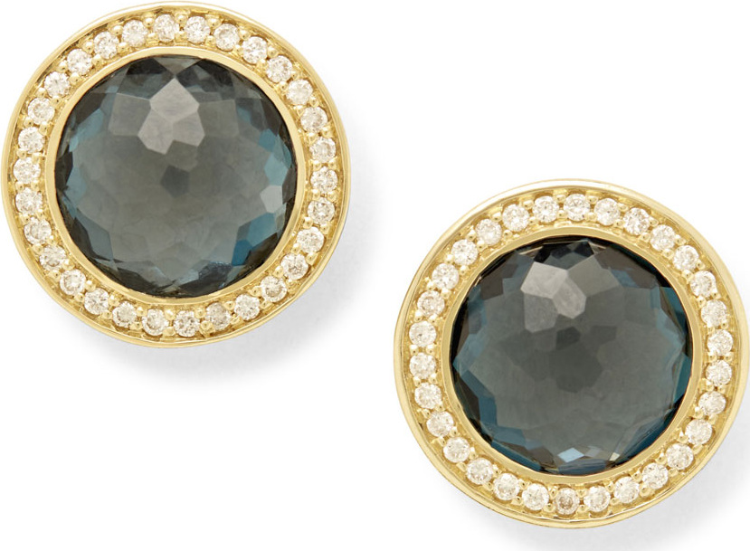 IPPOLITA Lollipop 18k Gold London Blue Topaz & Diamond Earrings