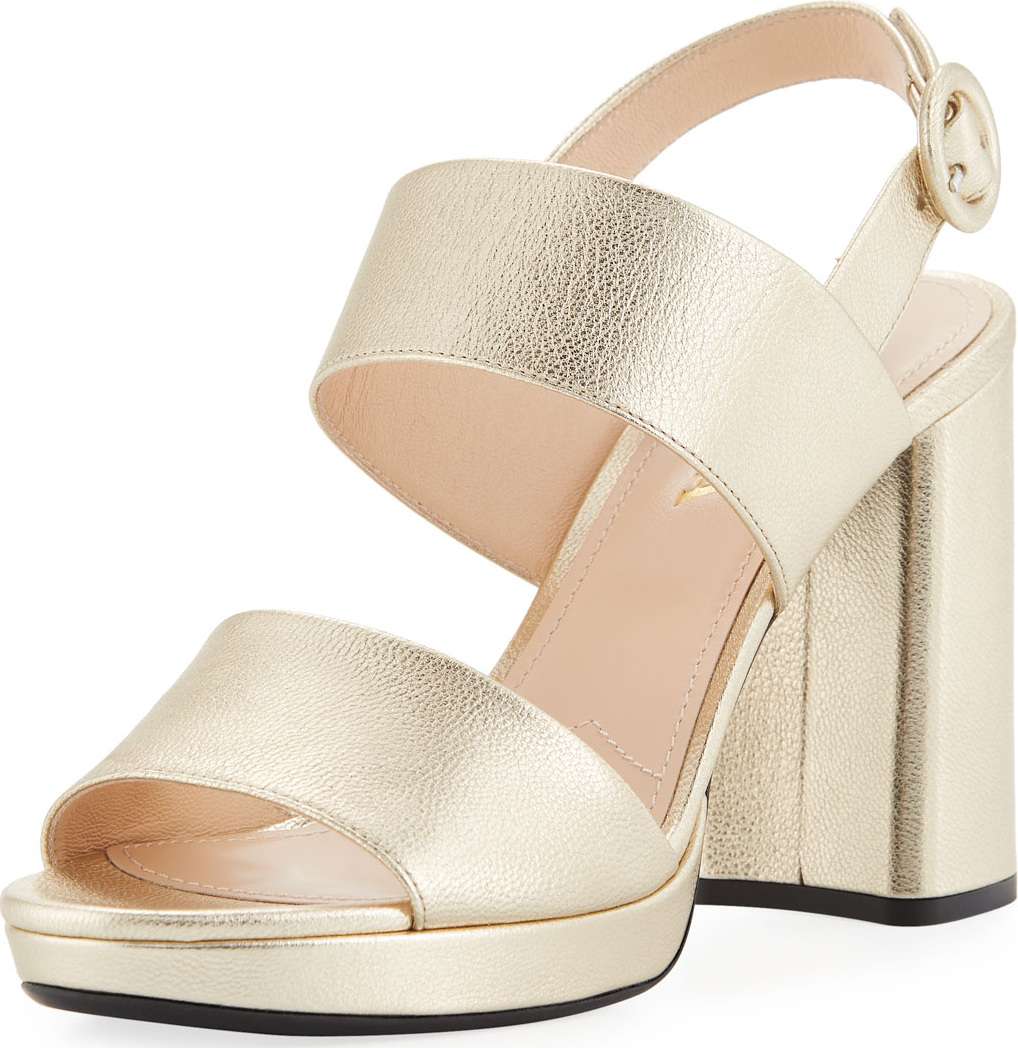 Prada Metallic Platform Slingback Sandal
