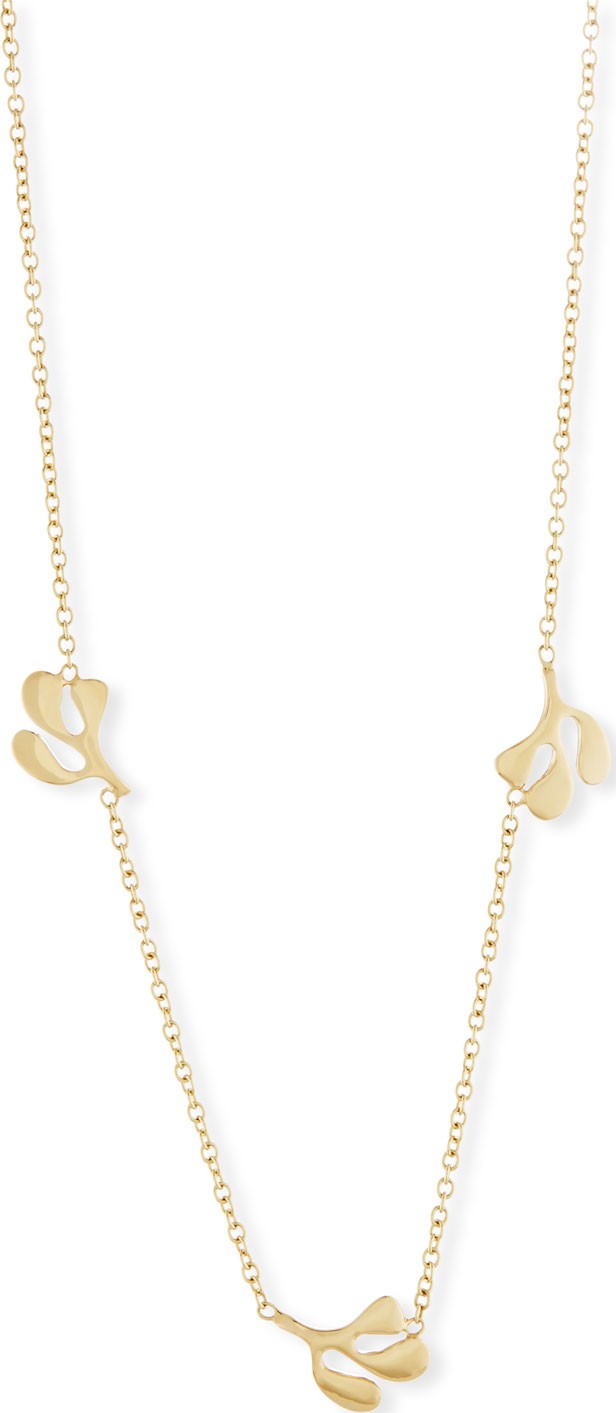 Miseno Sea Leaf Station Necklace in 18K Yellow Gold