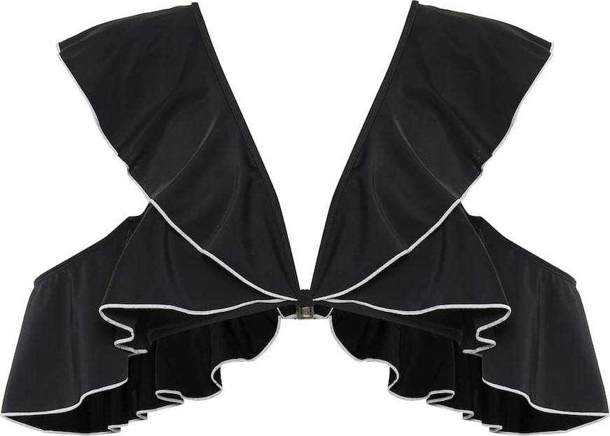 DIANE von FURSTENBERG Cold-shoulder ruffled bikini top
