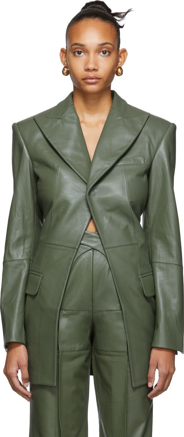 Situationist SSENSE Exclusive Green Leather Blazer