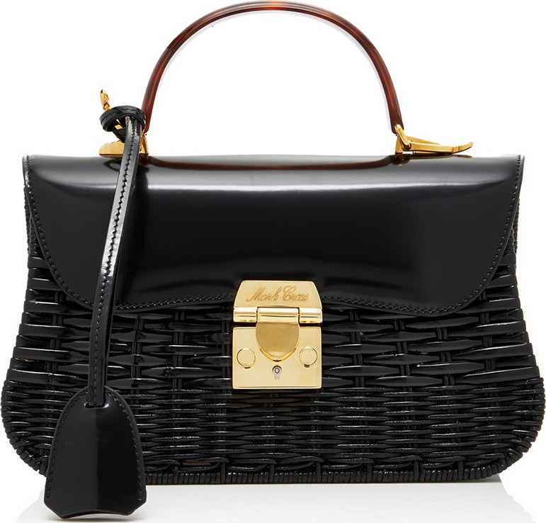 Mark Cross Black Rattan Brush Off Dorothy With Tortoise