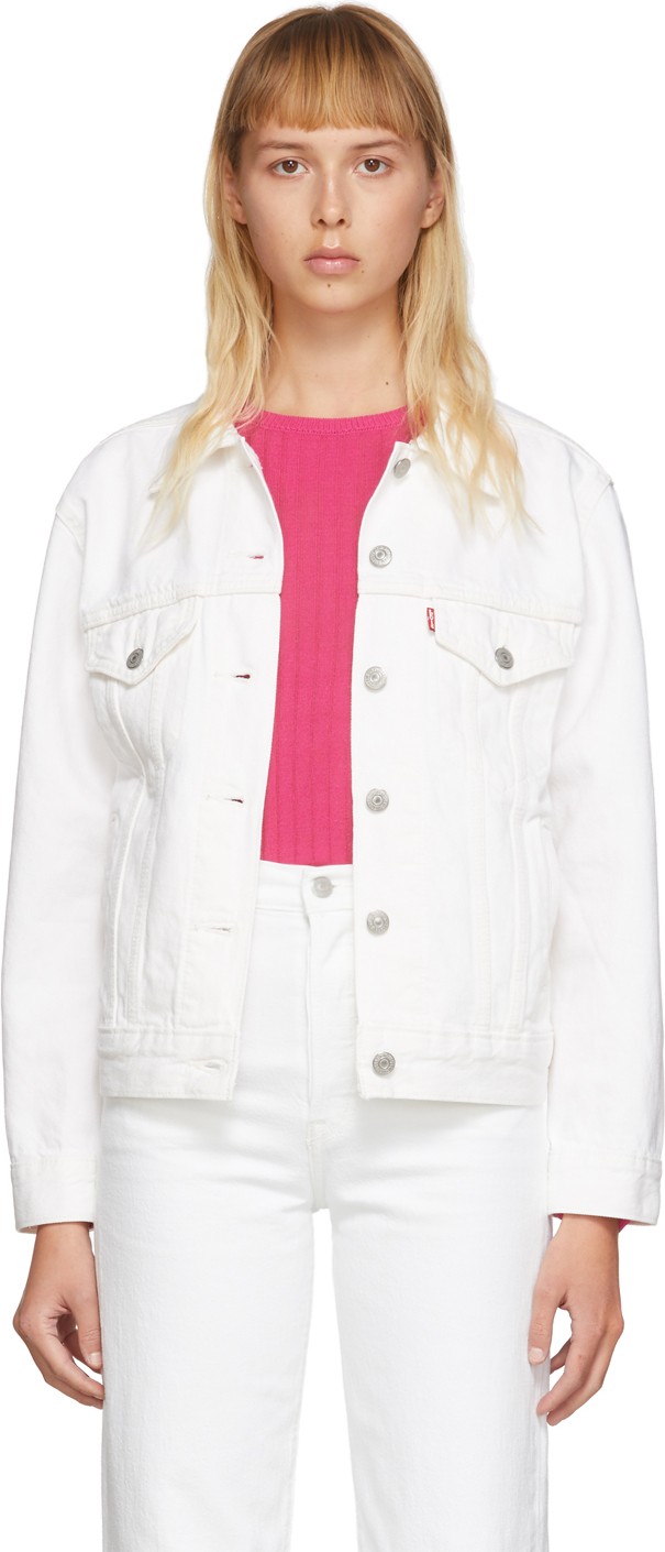 LEVI’S White Denim Ex-Boyfriend Trucker Jacket