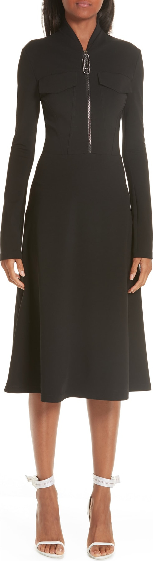 Off White A-Line Stretch Crepe Dress