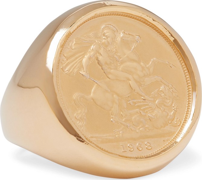 Bottega Veneta Gold-Plated Signet Ring