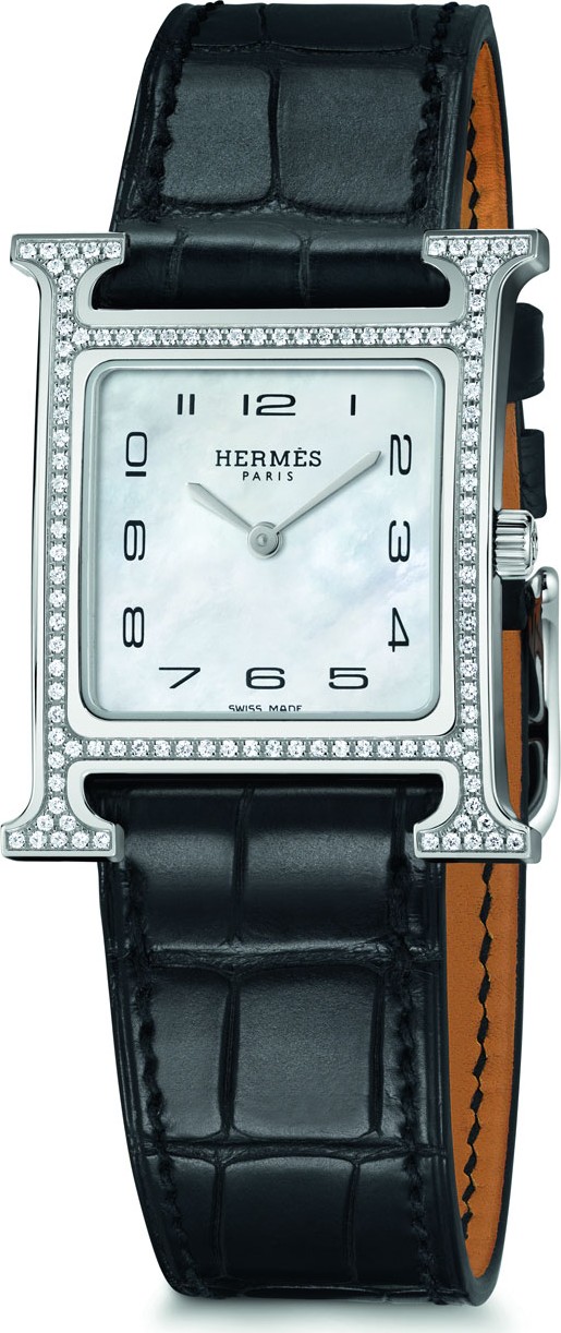 HERMÈS Heure H Watch, Stainless Steel & Alligator Strap