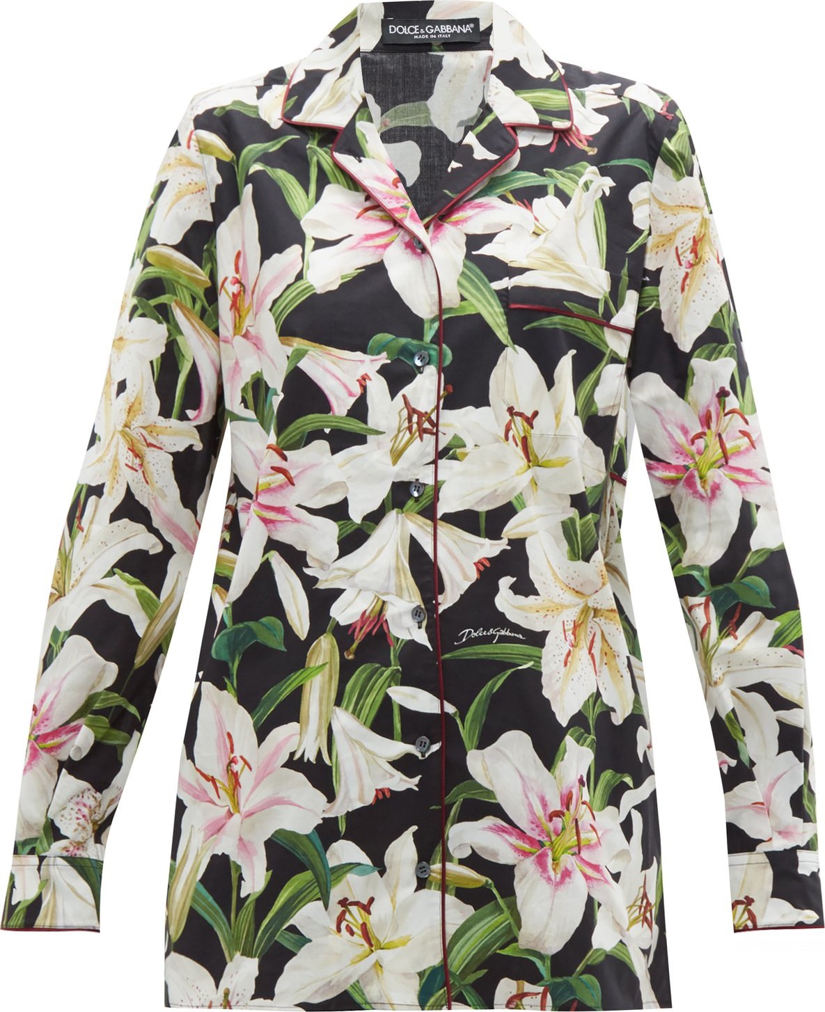 Dolce & Gabbana Lilium-print cotton-poplin pyjama shirt