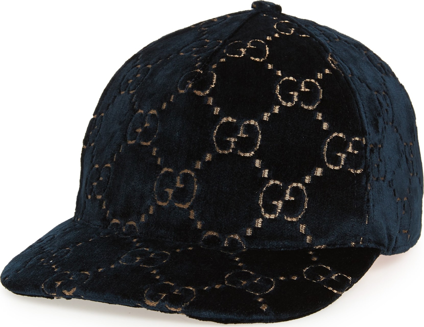 Gucci Logo Embroidered Velvet Baseball Cap