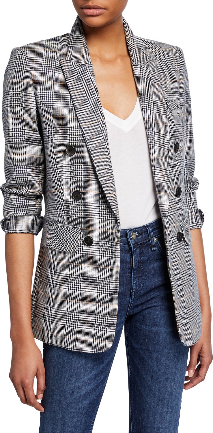 Veronica Beard Bexley Fuller Check Single-Button Dickey Jacket