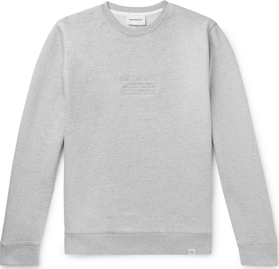 Norse Projects Vagn Logo-Embroidered Loopback Mélange Cotton-Jersey Sweatshirt