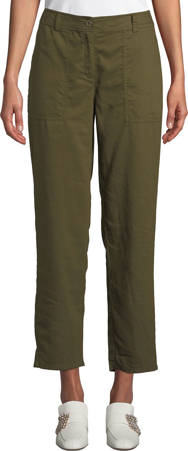 Eileen Fisher Soft Organic Twill Cropped Taper Pants