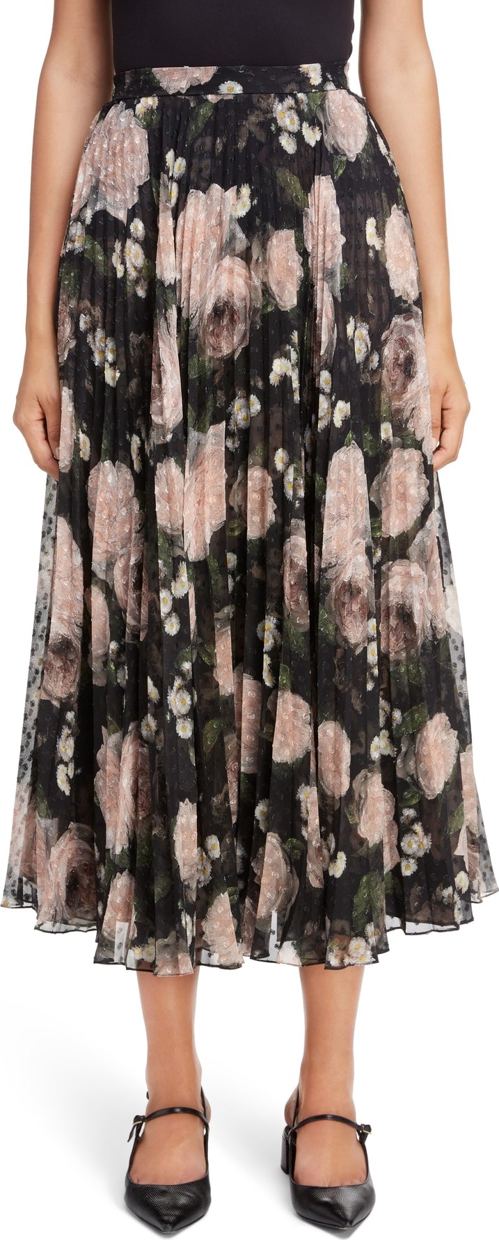Erdem Floral Print Voile Midi Skirt