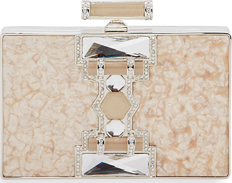 Judith Leiber Jazz Age Ridged Rectangle Marble Resin Clutch Bag