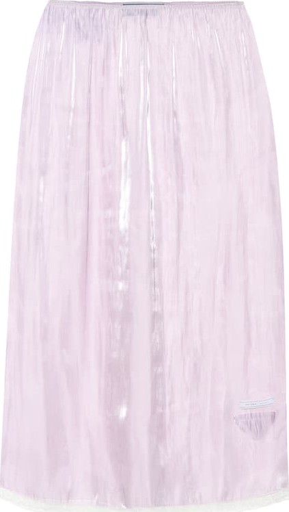 Prada Lace-trimmed silk charmeuse skirt