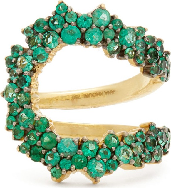 Ana Khouri Mirian 18kt gold & emerald pavé ring