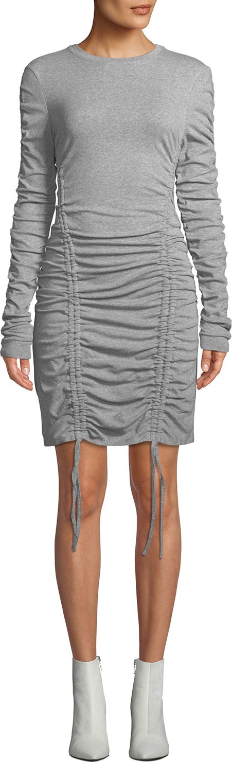 KENDALL + KYLIE Ruched Crewneck Long-Sleeve Dress