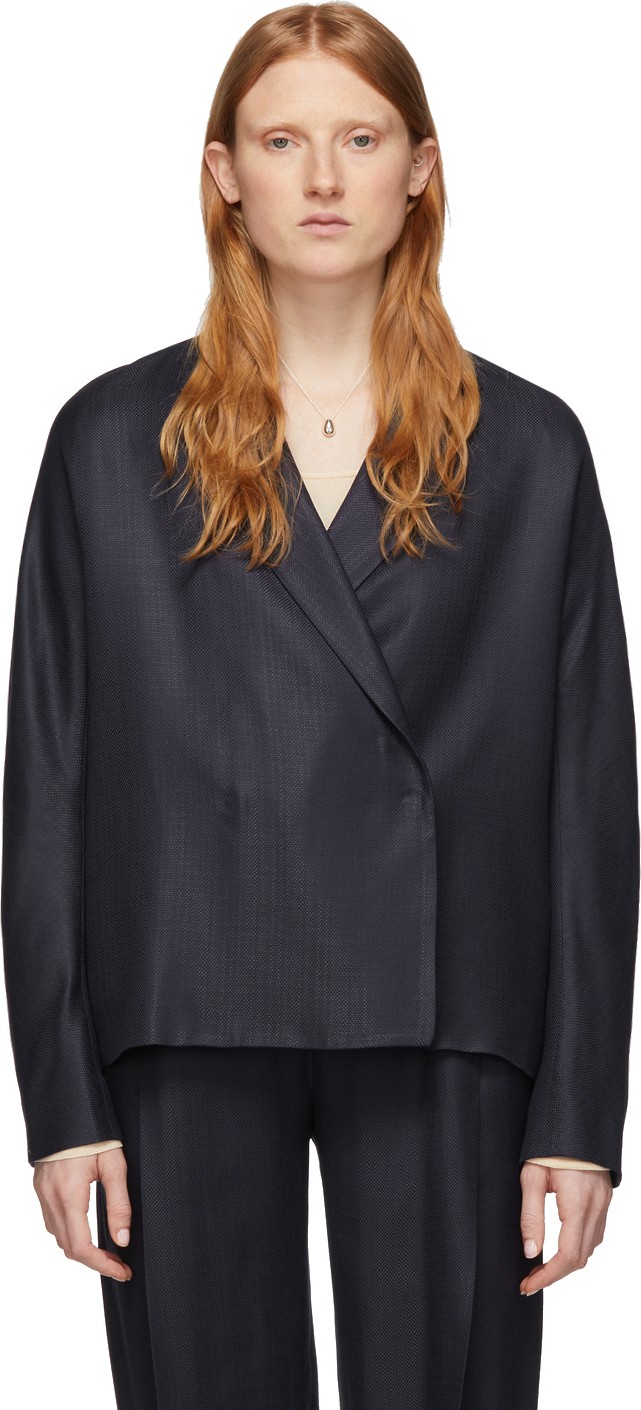 VICTORIA, VICTORIA BECKHAM Navy Viscose Blazer