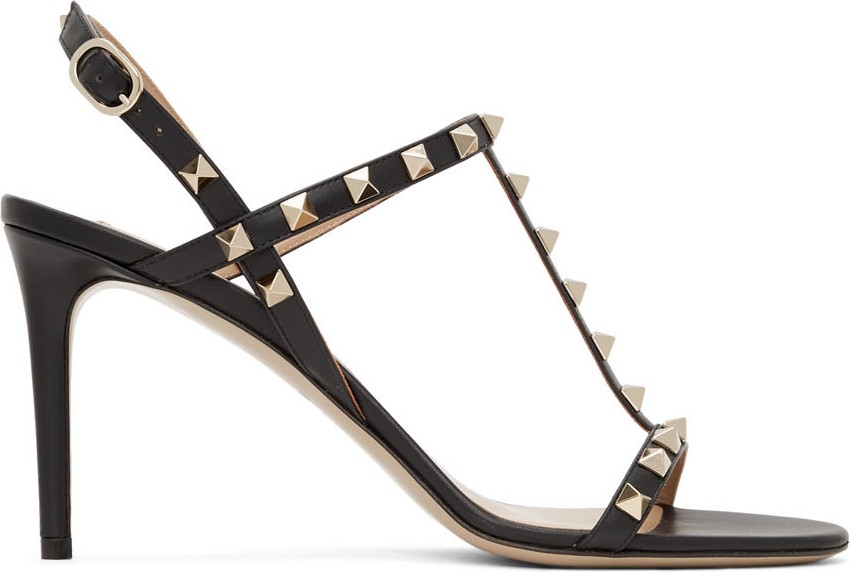 Valentino Black Valentino Garavani Rockstud Slingback Sandals