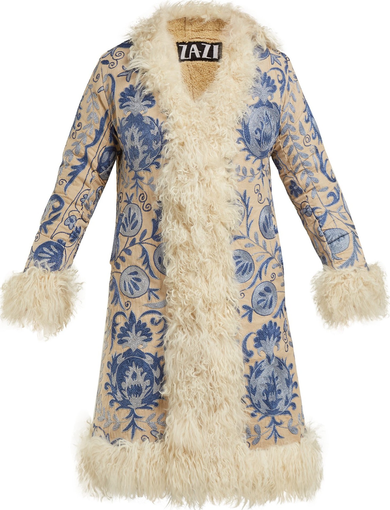 Zazi Vintage Suzani embroidered shearling coat