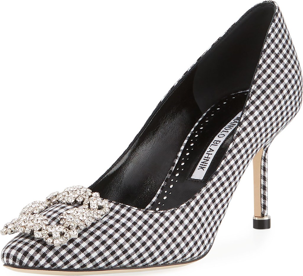 Manolo Blahnik Hangisi Crystal-Buckle 70mm Pumps