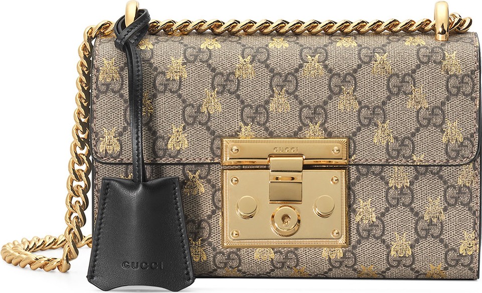 Gucci Padlock Small GG Supreme Bees Shoulder Bag
