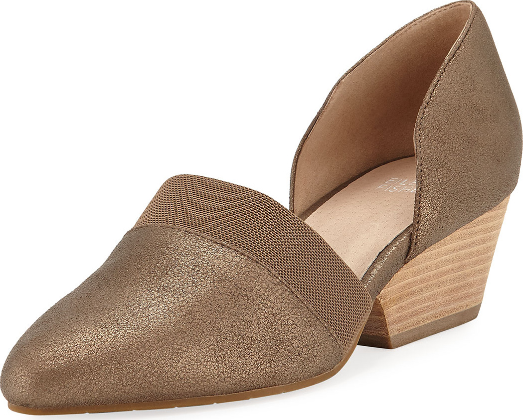Eileen Fisher Hilly Demi-Wedge Metallic Suede Pumps