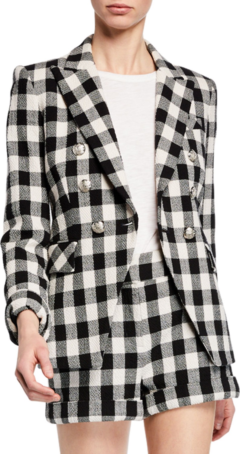 Veronica Beard Miller Double-Breasted Check Dickey Jacket