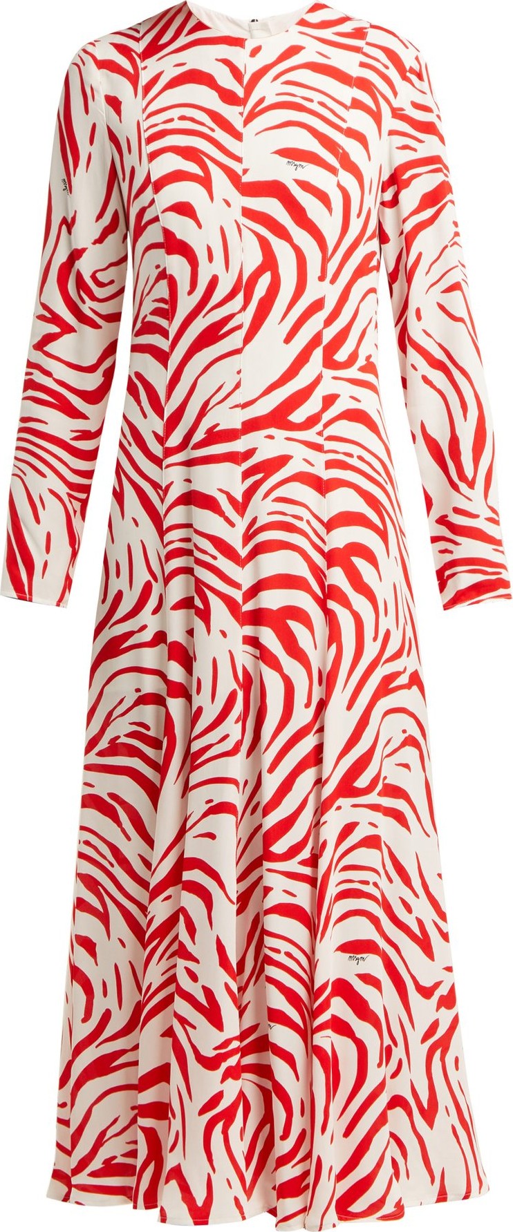 MSGM Zebra-print panelled crepe dress