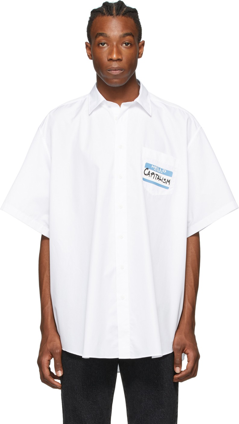 Vetements White 'Capitalism' Short Sleeve Shirt