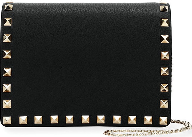 Valentino Rockstud Vitello Chain Clutch Bag