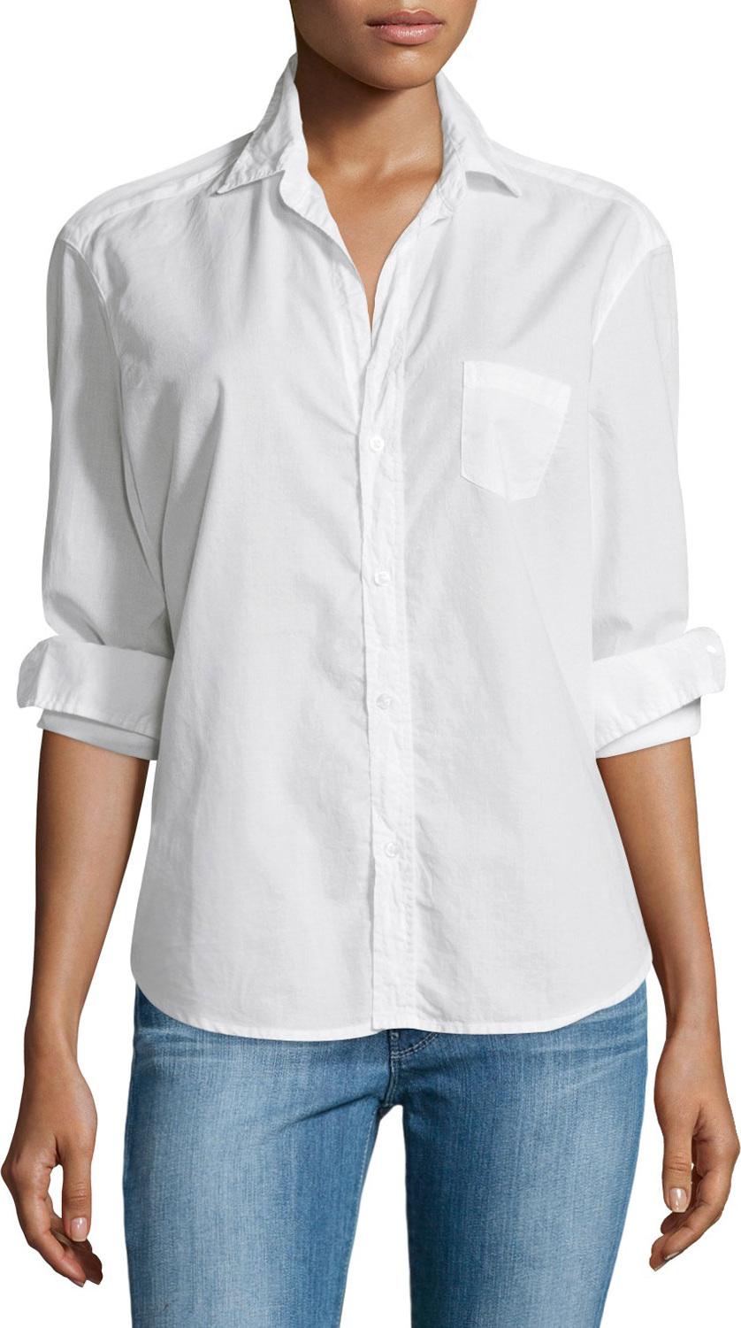 Frank & Eileen Eileen Button-Front Poplin Shirt, White