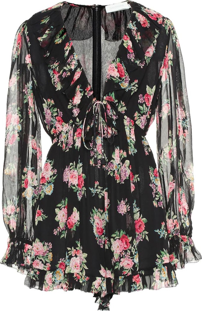 Zimmermann Honour Floating floral silk playsuit