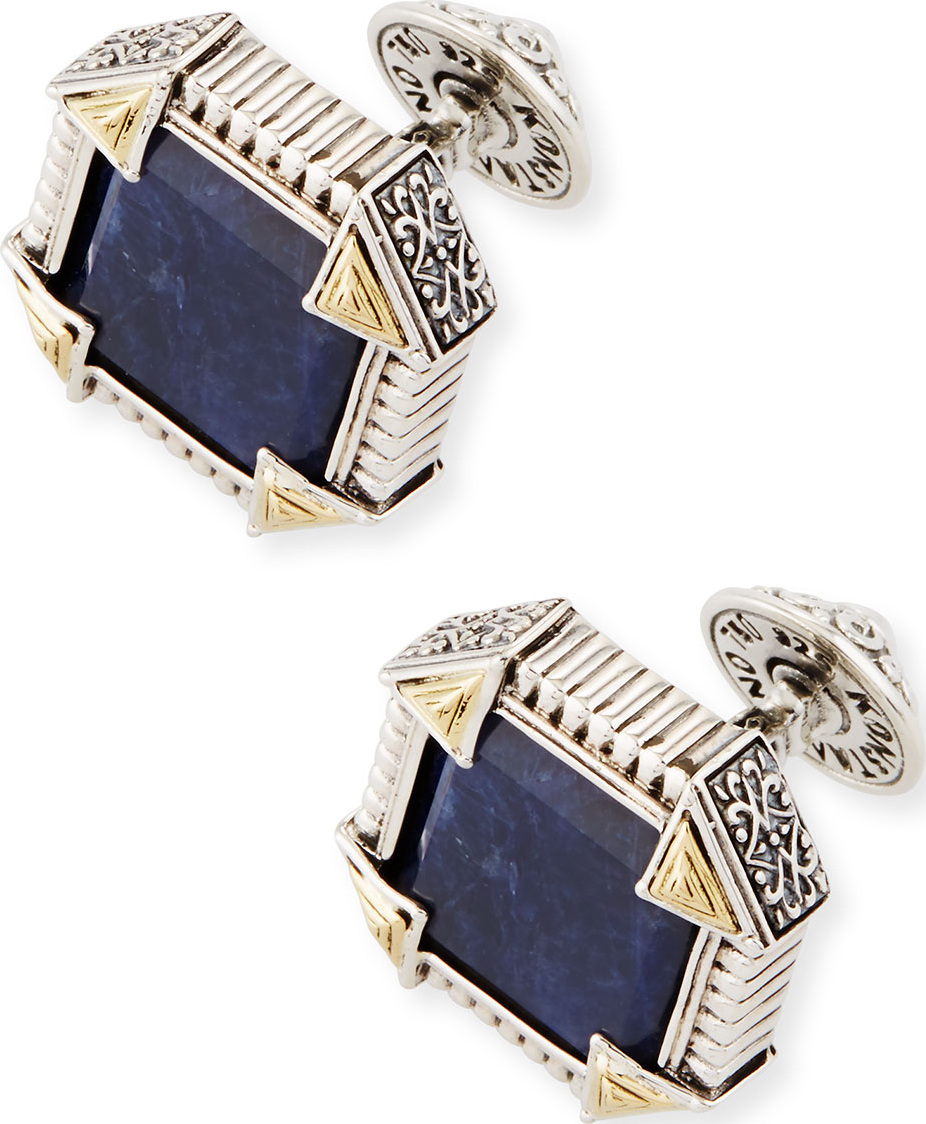 Konstantino Silver & 18K Gold Cuff Links with Sodalite