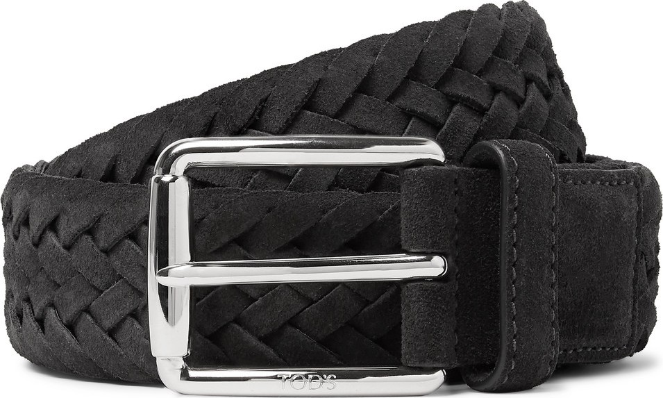 Tod's 3.5cm Dark-Grey Woven Suede Belt