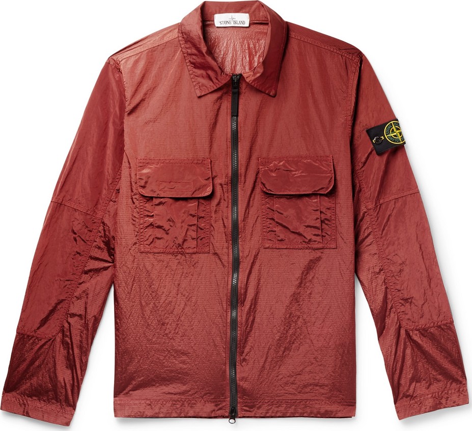 Stone Island Slim-Fit Logo-Appliquéd Shell-Panelled Ripstop Overshirt