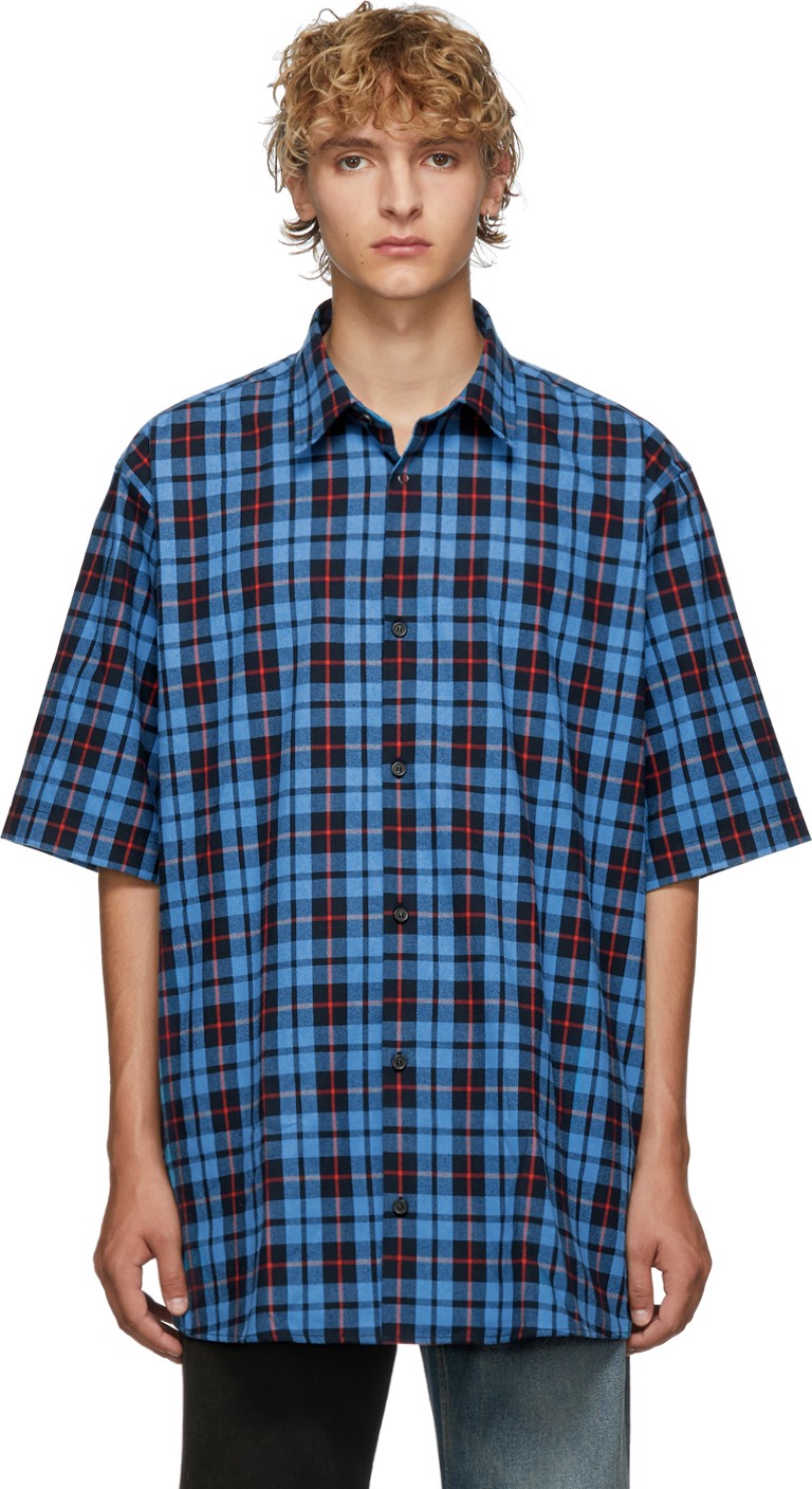 Acne Studios Blue & Red Check Flannel Shirt