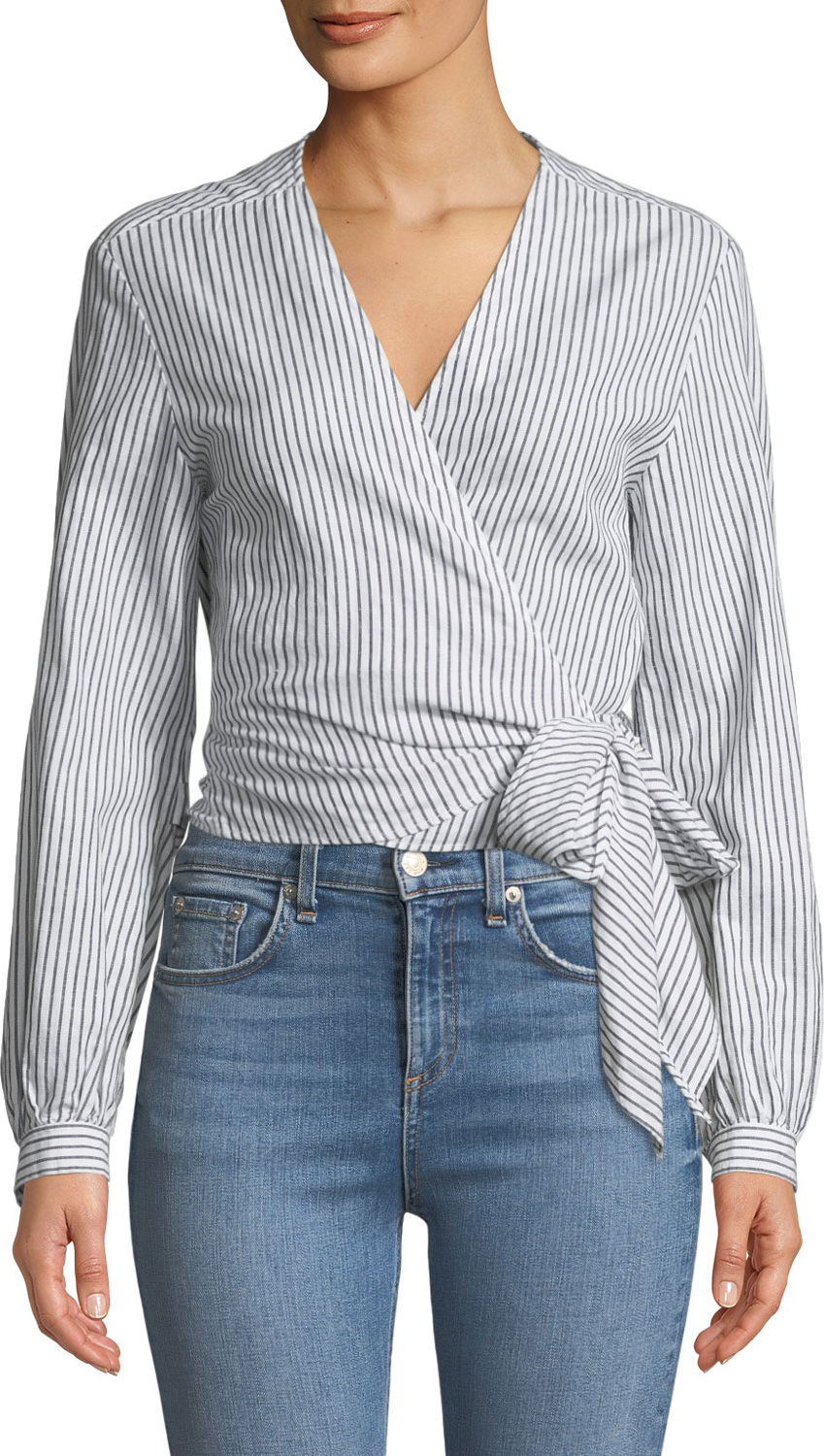 Rag & Bone Prescot Striped Long-Sleeve Wrap Top