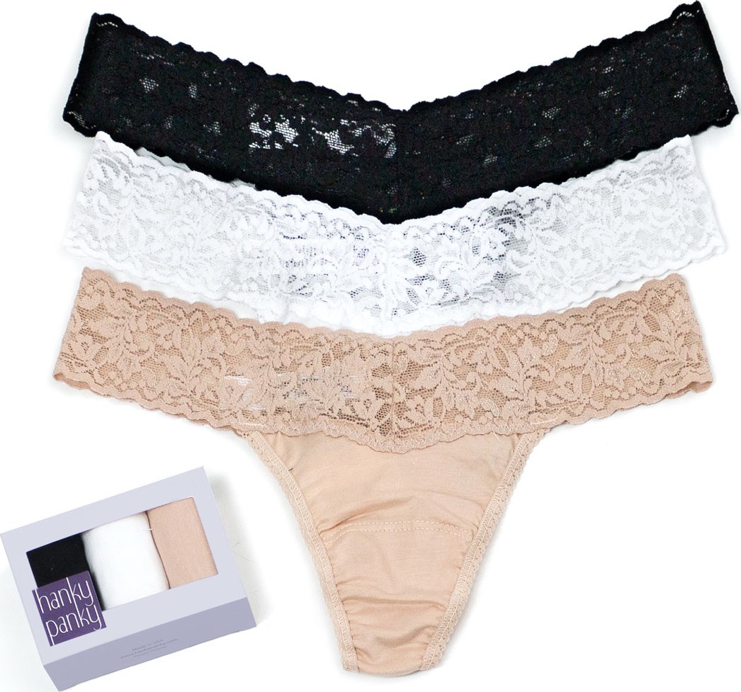 Hanky Panky Three-Pack Original-Rise Organic Cotton Thongs