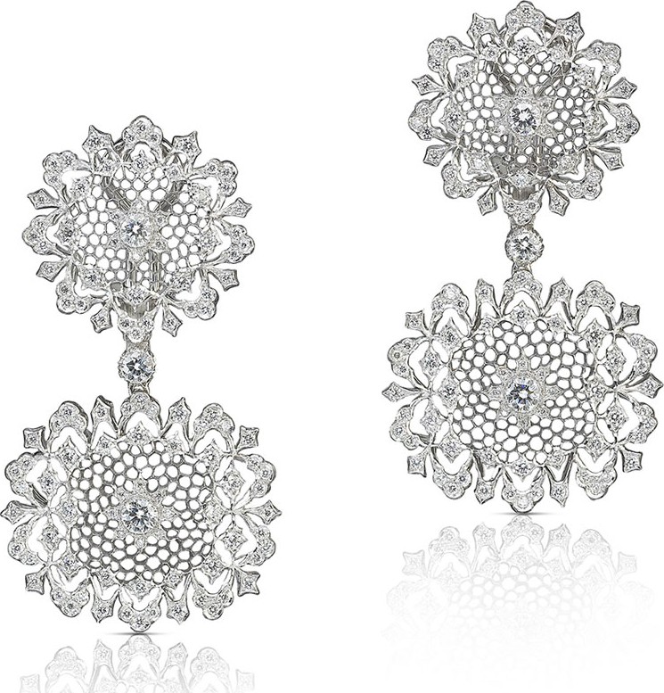 Buccellati 18k White Gold Diamond Drop Earrings