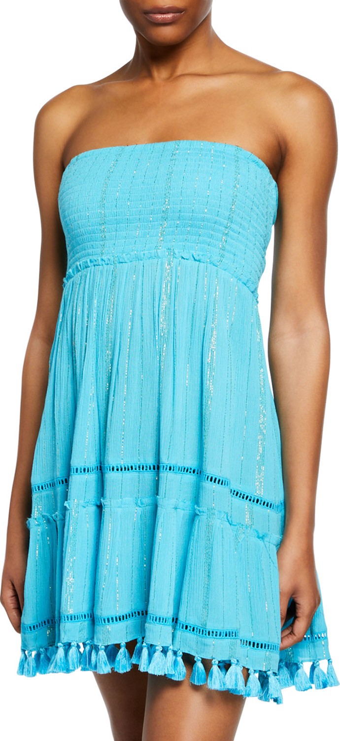 Ramy Brook Smocked-Bodice Strapless Dress