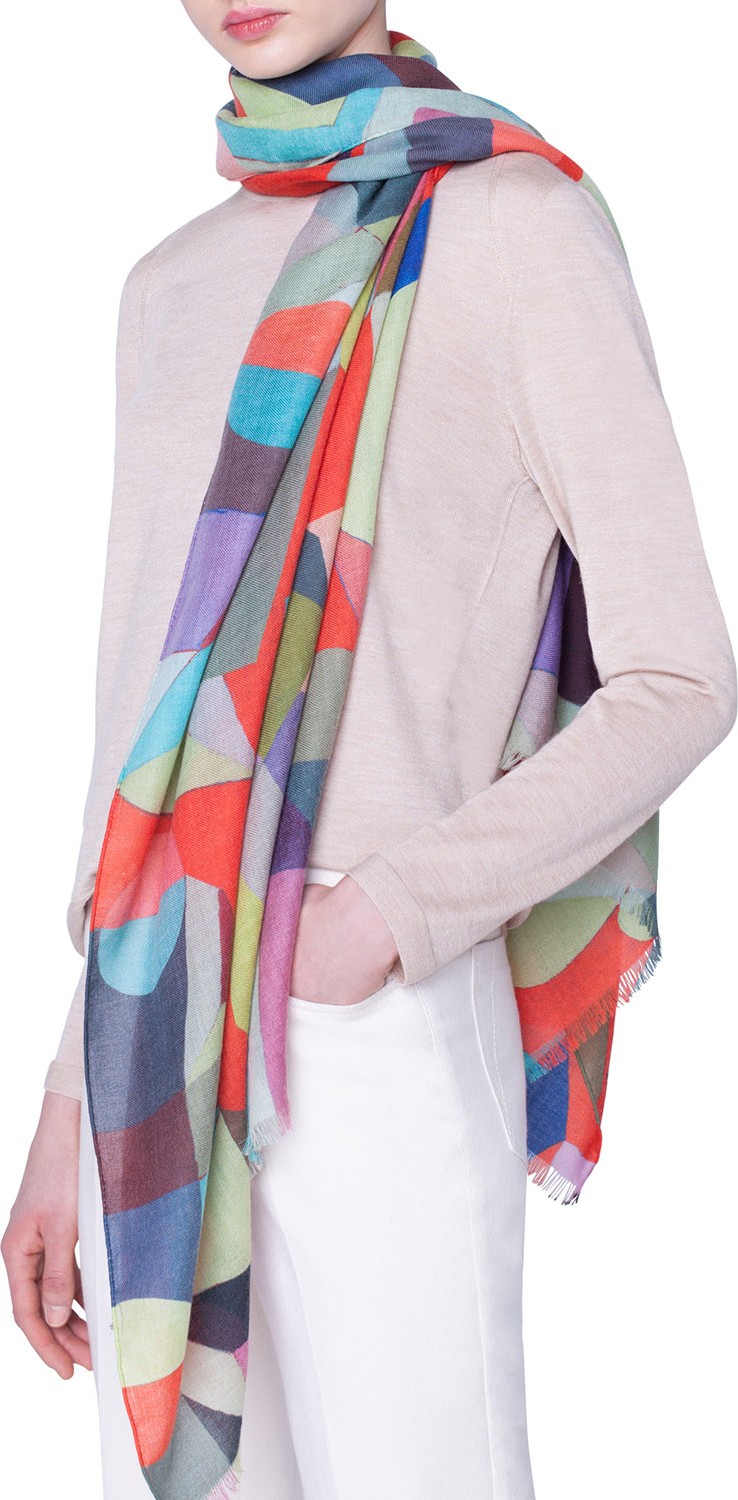 Akris Printed Cashmere-Silk Scarf
