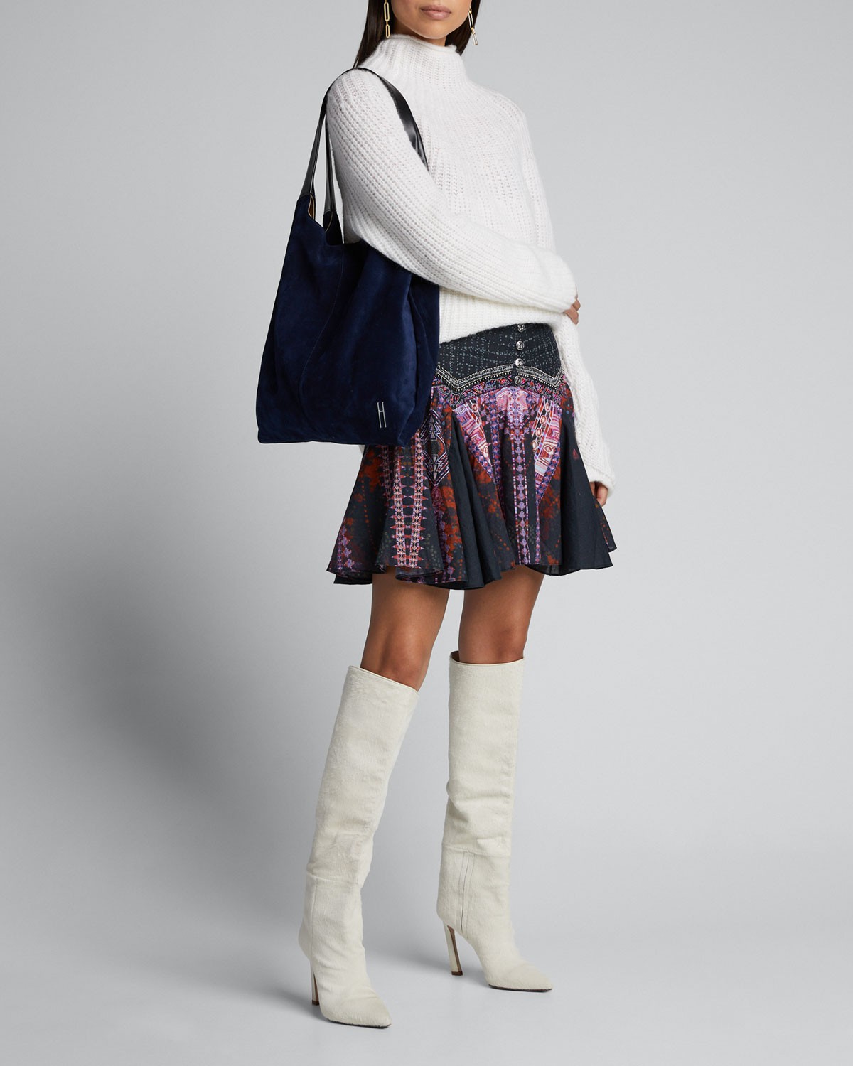 Camilla Printed Godet Mini Skirt with Yoke