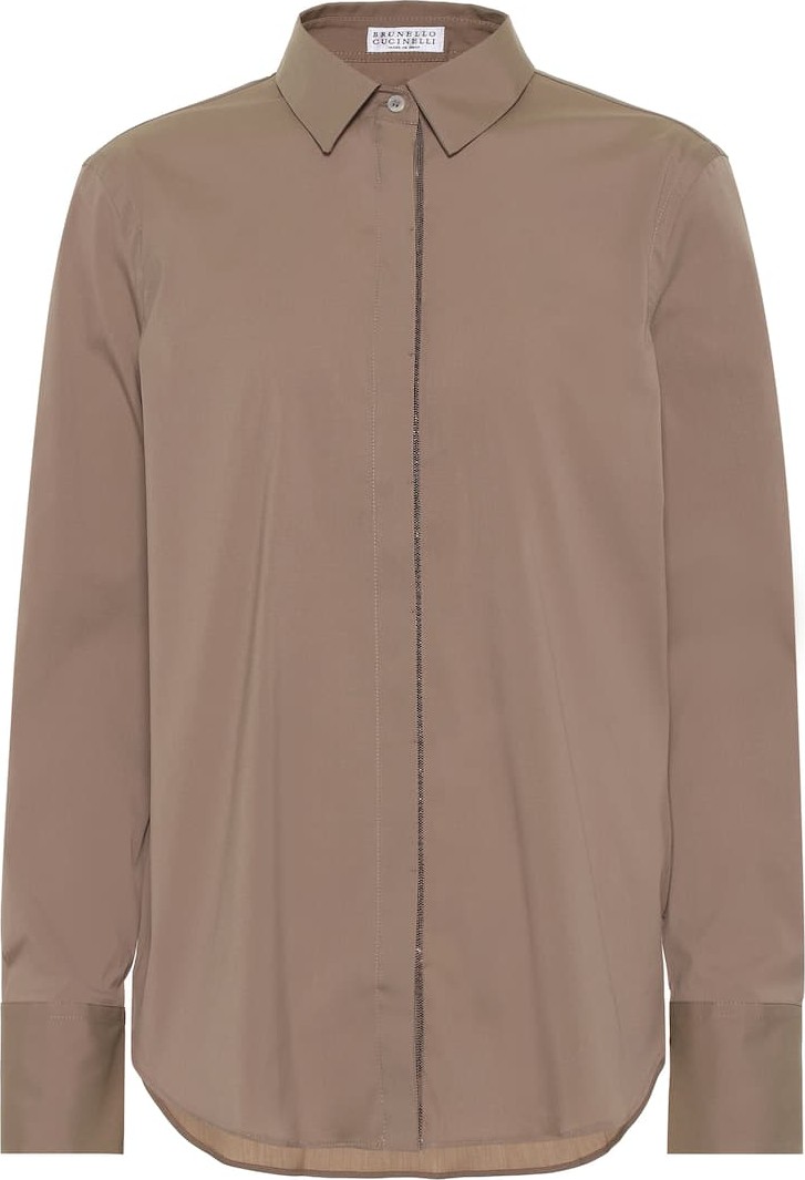 Brunello Cucinelli Embellished cotton-blend shirt