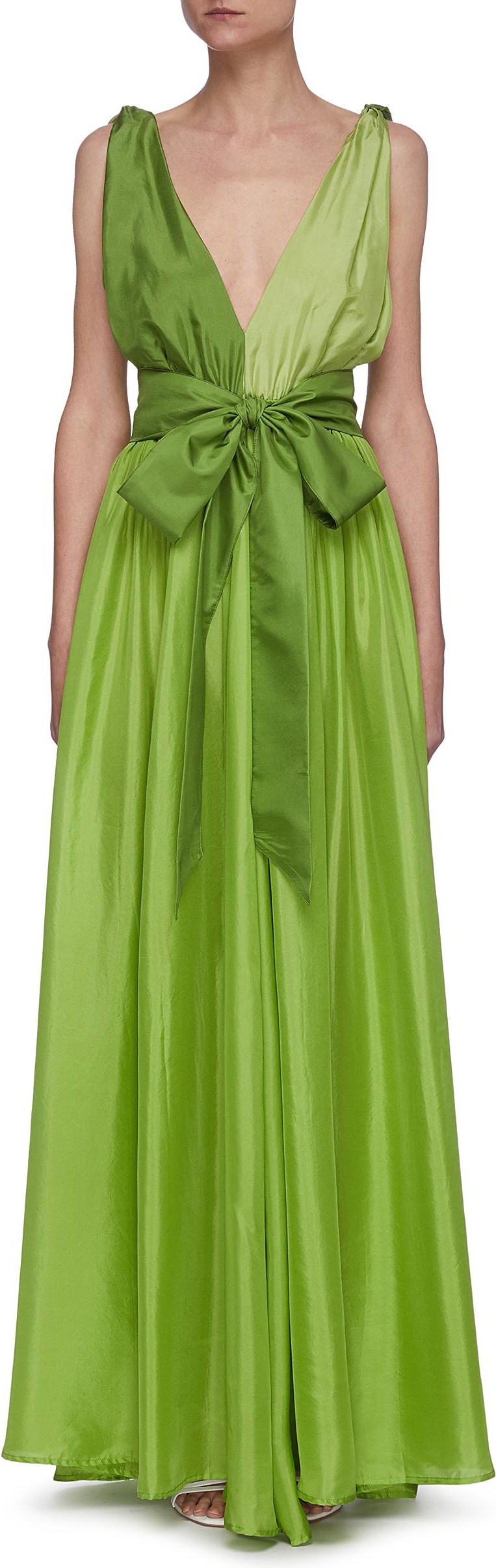 Kalita Adonis colourblock belted sleeveless silk dress