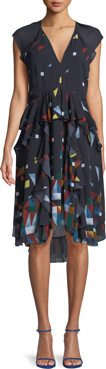 Joie Kiersten Printed Silk Ruffle Dress