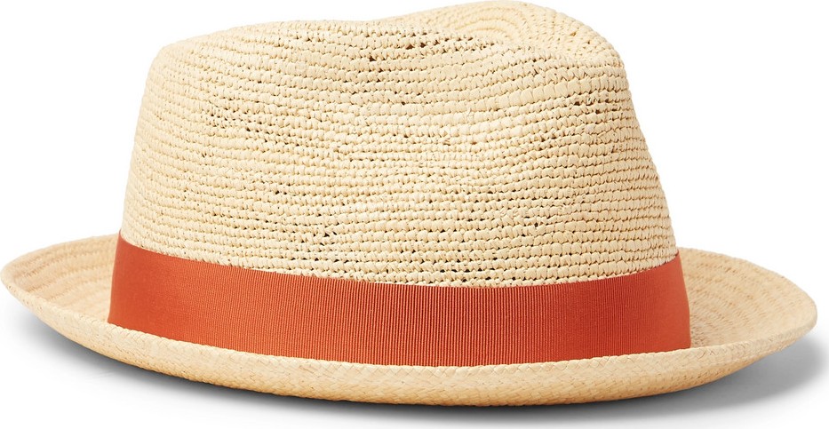Borsalino Small-Brimmed Grosgrain-Trimmed Straw Panama Hat