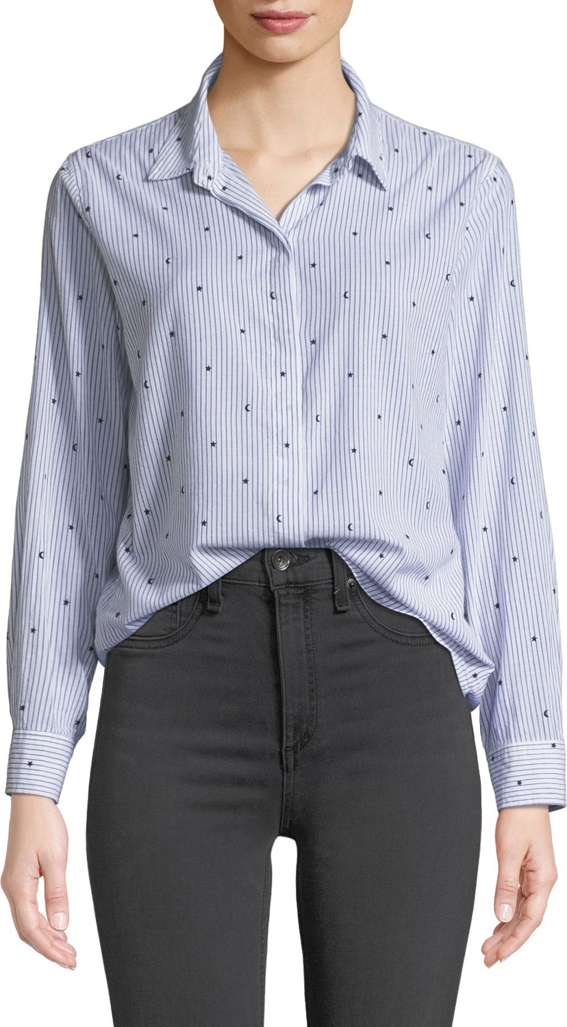 RAILS Taylor Striped Star-Print Button-Down Top