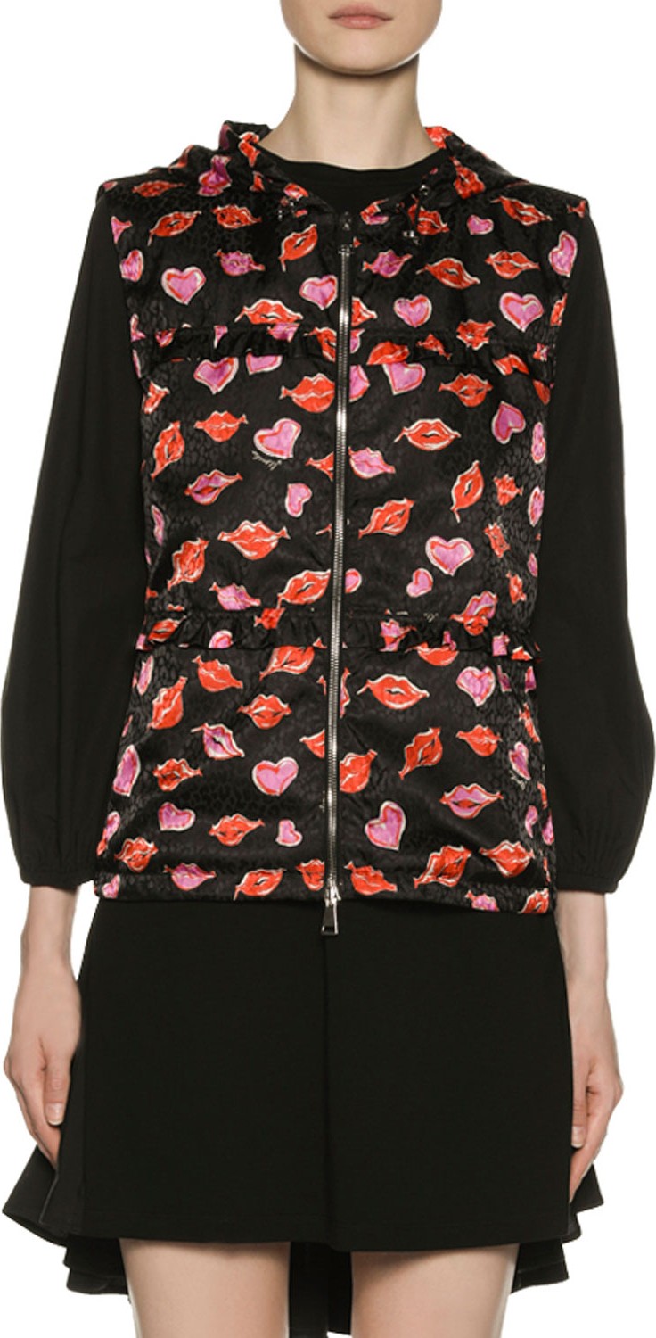 Moncler Lip & Heart-Print Vest w/ Hood
