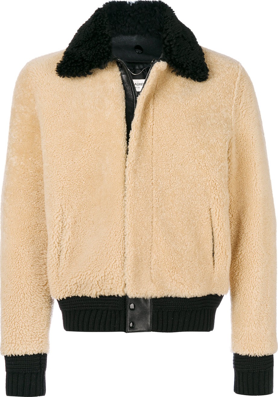 Saint Laurent constast collar shearling jacket